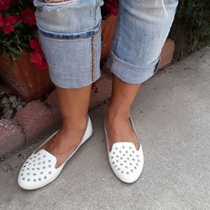 Sz 7 B flats  100% genuine leather studded